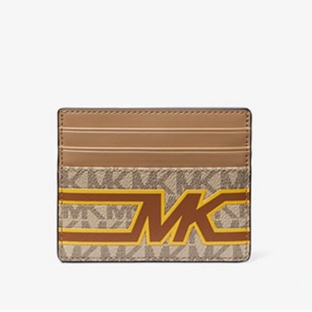 MICHAEL KORS MENS Cooper Graphic Logo Tall Card Case 36S3LCOD2B Yellow NWT